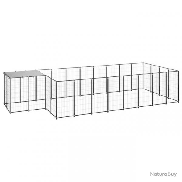 Chenil extrieur cage enclos parc animaux chien 10,89 m 110 cm acier noir 02_0000486