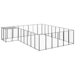 Chenil extérieur cage enclos parc animaux chien 15,73 m² 110 cm acier noir 02_0000498
