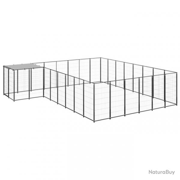 Chenil extrieur cage enclos parc animaux chien 15,73 m 110 cm acier noir 02_0000498