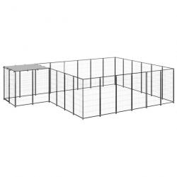 Chenil extérieur cage enclos parc animaux chien 12,1 m² 110 cm acier noir 02_0000493