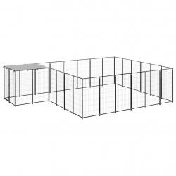 Chenil extérieur cage enclos parc animaux chien 12,1 m² 110 cm acier noir 02_0000493
