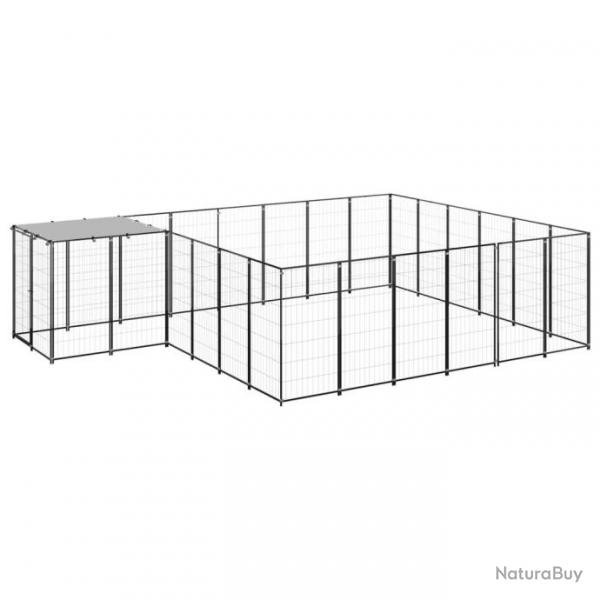 Chenil extrieur cage enclos parc animaux chien 12,1 m 110 cm acier noir 02_0000493