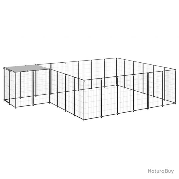 Chenil extrieur cage enclos parc animaux chien 12,1 m 110 cm acier noir 02_0000493
