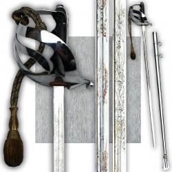TRES BEAU & RARE SABRE PALASH ITALIEN AVEC DRAGONNE LAME GRAVÉE WW1 ORIGINAL