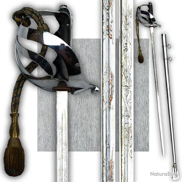 TRES BEAU & RARE SABRE PALASH ITALIEN AVEC DRAGONNE LAME GRAVE WW1 ORIGINAL