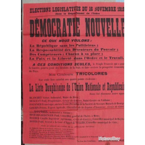 AFFICHE ELECTORALE 1918