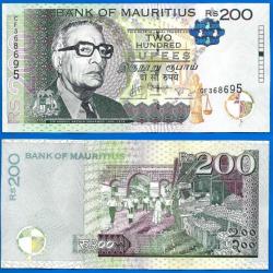 Maurice 200 Roupies 2013 Prefixe Cf Billet Ile Mauritius Island Rupees