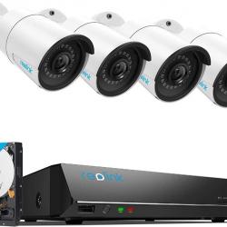 Caméra de Surveillance Extérieure Kit Vidéo Surveillance avec 2To de Memoire 4 Caméras IP