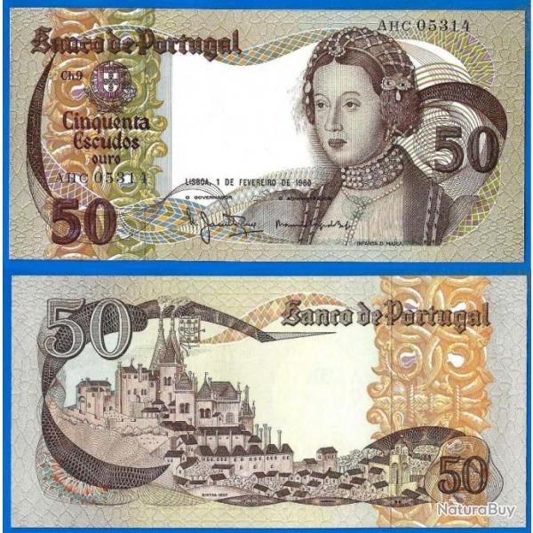 Portugal 50 Escudos 1980 Neuf Billet Escudo Europe Infanta D Maria
