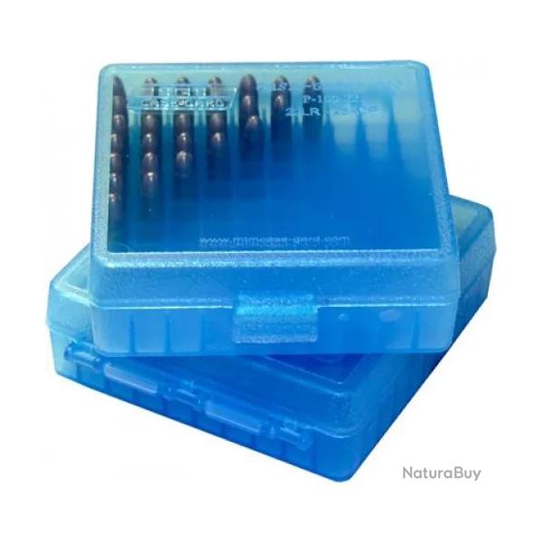 Bote De Rangement Pour 100 Munitions Calibre 22LR-bleu transparent