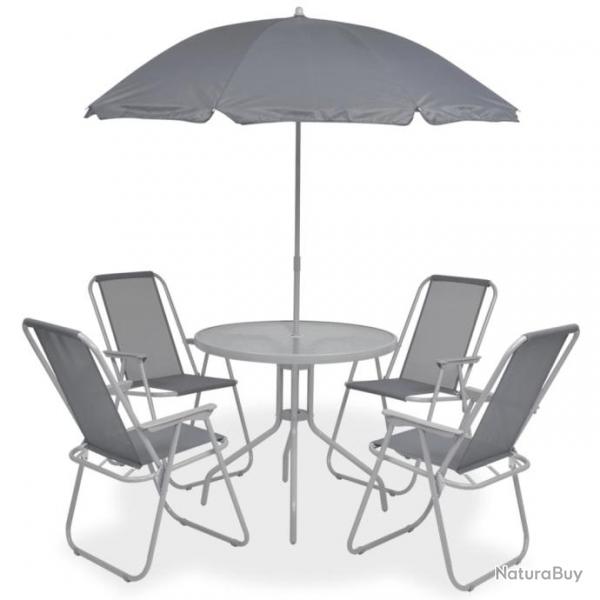 Mobilier  dner d extrieur 6 pcs Acier et textilne Gris 43785