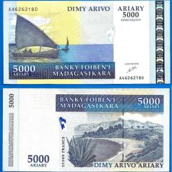 Madagascar 5000 Ariary 2003 Neuf 25000 Francs Billet Commemoratif Afrique Bateau