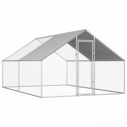 Poulailler d'extérieur 2,75 x 4 x 1,92 m acier galvanisé toit en PE 02_0001684