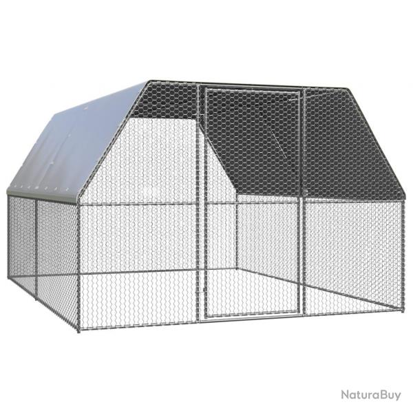 Poulailler d'extrieur 3 x 4 x 2 m acier galvanis toit en PE 02_0001694