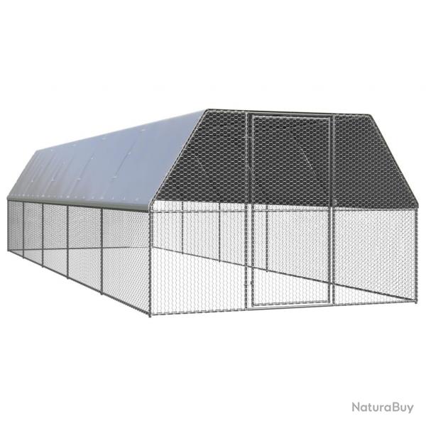 Poulailler d'extrieur 3 x 10 x 2 m acier galvanis toit en PE 02_0001692