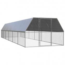 Poulailler d'extérieur 3 x 12 x 2 m acier galvanisé toit en PE 02_0001693