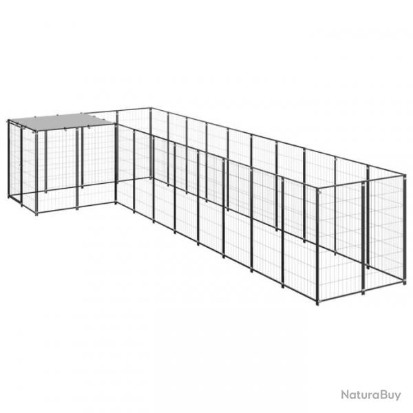 Chenil extrieur cage enclos parc animaux chien 7,26 m acier noir 02_0000553