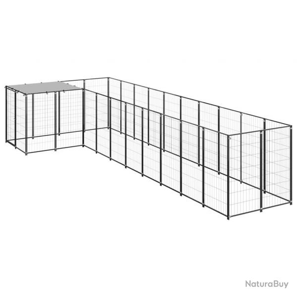 Chenil extrieur cage enclos parc animaux chien 7,26 m acier noir 02_0000553