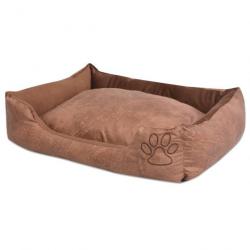 Lit pour chiens avec coussin cuir artificiel PU 50 cm beige 02_0001558