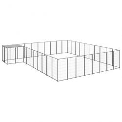 Chenil extérieur cage enclos parc animaux chien 25,41 m² acier noir 02_0000515