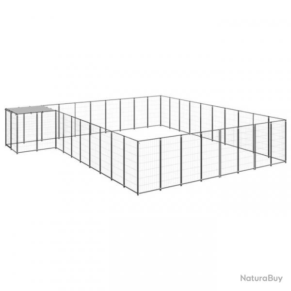 Chenil extrieur cage enclos parc animaux chien 25,41 m acier noir 02_0000515