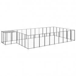 Chenil extérieur cage enclos parc animaux chien 19,36 m² acier noir 02_0000503