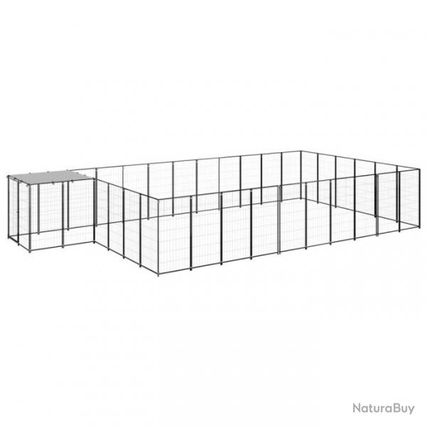 Chenil extrieur cage enclos parc animaux chien 19,36 m acier noir 02_0000503