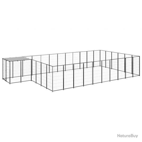Chenil extrieur cage enclos parc animaux chien 19,36 m acier noir 02_0000503