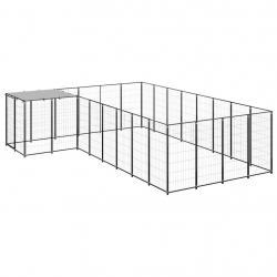 Chenil extérieur cage enclos parc animaux chien 10,89 m² acier noir 02_0000487
