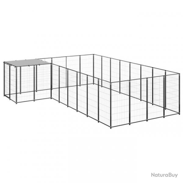 Chenil extrieur cage enclos parc animaux chien 10,89 m acier noir 02_0000487