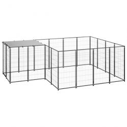 Chenil extérieur cage enclos parc animaux chien 6,05 m² acier noir 02_0000547