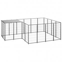 Chenil extérieur cage enclos parc animaux chien 6,05 m² acier noir 02_0000547