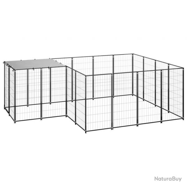 Chenil extrieur cage enclos parc animaux chien 6,05 m acier noir 02_0000547