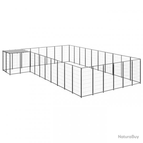 Chenil extrieur cage enclos parc animaux chien 19,36 m acier noir 02_0000504