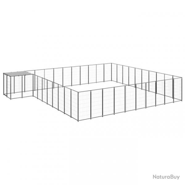 Chenil extrieur cage enclos parc animaux chien 31,46 m acier noir 02_0000523