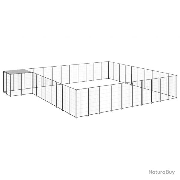 Chenil extrieur cage enclos parc animaux chien 31,46 m acier noir 02_0000523