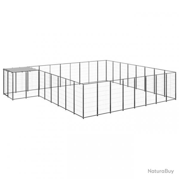 Chenil extrieur cage enclos parc animaux chien 20,57 m acier noir 02_0000507