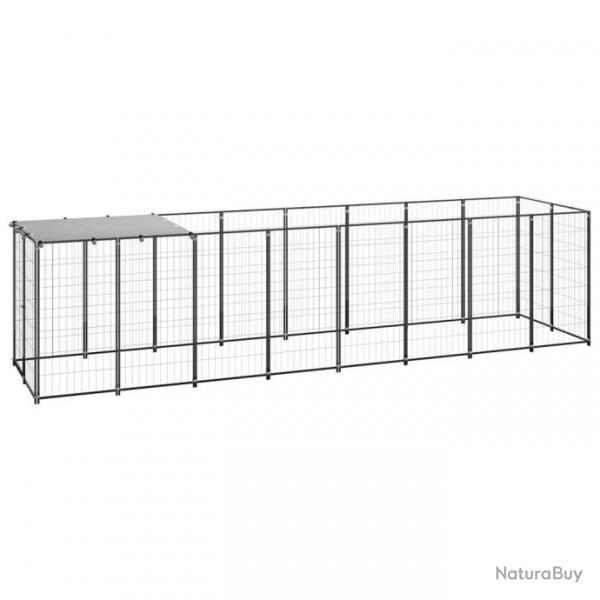 Chenil extrieur cage enclos parc animaux chien 4,84 m acier noir 02_0000532