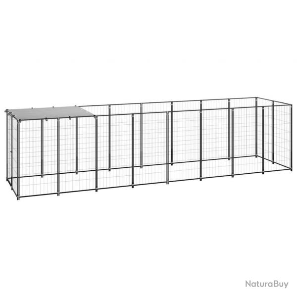 Chenil extrieur cage enclos parc animaux chien 4,84 m acier noir 02_0000532