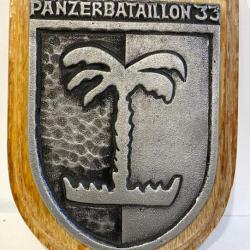 Ancien Embléme Blason Allemand ww2 Panzer Bataillon 33 sur Bois
