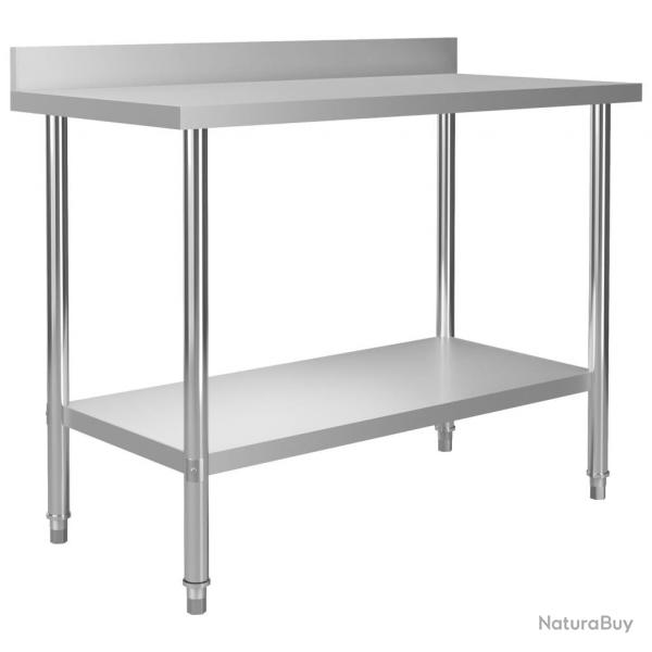 Table de travail de cuisine avec dosseret 120 x 60 x 93 cm acier inoxydable 02_0001908