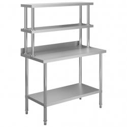 Table de travail de cuisine avec étagère 120 x 60 x 150 cm acier inoxydable 02_0001921
