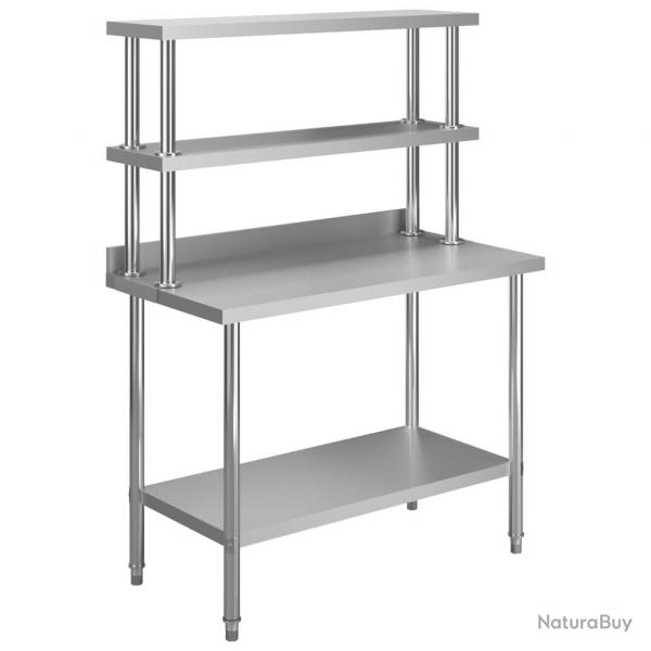 Table de travail de cuisine avec tagre 120 x 60 x 150 cm acier inoxydable 02_0001921