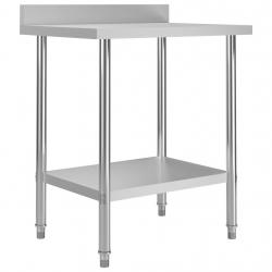 Table de travail de cuisine avec dosseret 80 x 60 x 93 cm acier inoxydable 02_0001909
