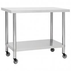 Table de travail de cuisine avec roues 100 x 30 x 85 cm acier inoxydable 02_0001910