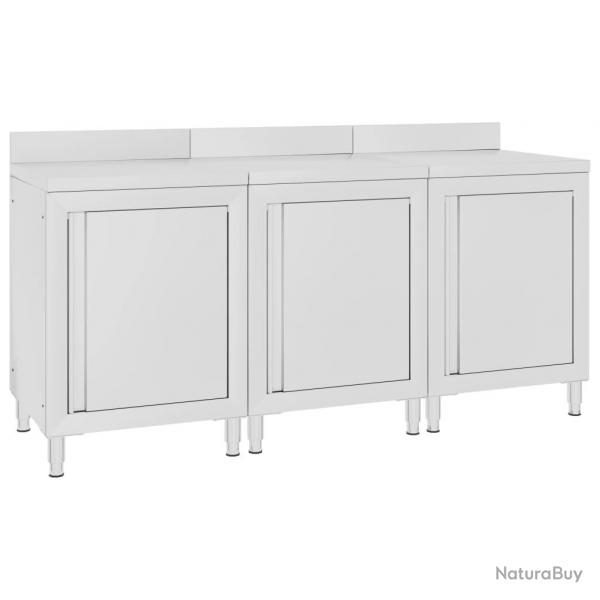 Table de travail commerciale avec armoire 180 x 60 x 96 cm acier inoxydable 02_0001901