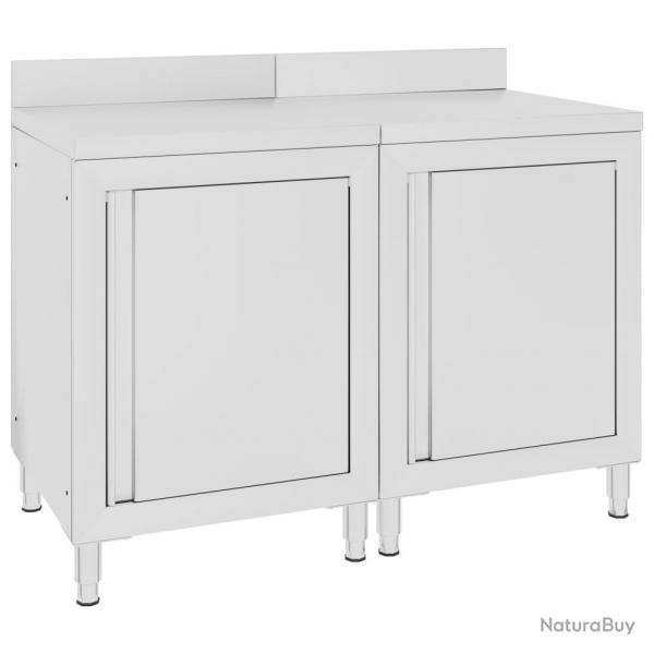Table de travail commerciale avec armoire 120 x 60 x 96 cm acier inoxydable 02_0001900