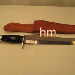 grande  dague de  chasse marquée original bowie  kniff long de 39 cm lame 25 cm fourreau cuir