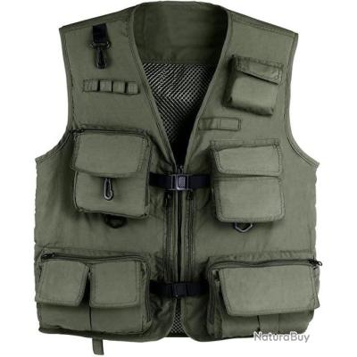 Gilet de Chasse Pêche Maille Séchage Rapide Respirant Multi-Poches 15