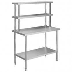 Table de travail de cuisine avec étagère 120 x 60 x 150 cm acier inoxydable 02_0001920